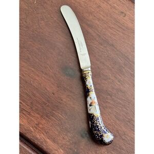A. E. Lewis & Co Sheffield England Cobalt Floraine Imari Butter Knife RARE BK2